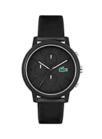 Lacoste Men's Lacoste.12.12 Chrono Black Silicone Quartz Fashion Chronograph Watch, 2011243, Black, 43 mm