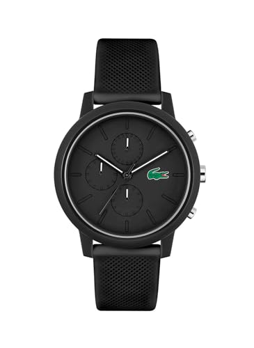 Lacoste Men's Lacoste.12.12 Chrono Black Silicone Quartz Fashion Chronograph Watch, 2011243, Black, 43 mm