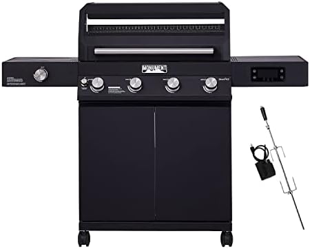 Monument Grills 4-Burner Liquid Propane Gas Smart bbq Grill Denali D425 with Stainless Steel Rotisserie Kit(2 Items)