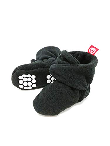 Wrapables® Fleece Baby Booties with Anti-Skid Bottoms, Black, 6-12 M