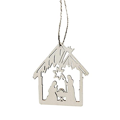 Eternit Pendentif de l'Avent de Jésus de Noël, Chandelier en Bois innovant, Ornements d'arbre de la Nativité en Forme de Maison pour Les décorations du Festival de Vacances Cover