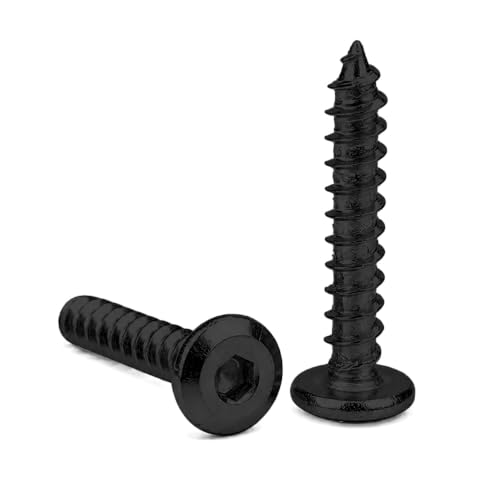Image of Rely⇒VP INDUSTRIES (Pcs-25) M6.3x35 mm Allen JCB Head Self-Tapping Screw - Black Zinc Flat Head Furniture Bolt for Wood Boards, Cabinets, Cupboards & Chairs