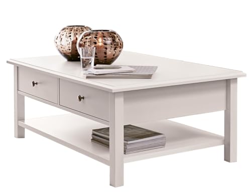 moebel-dich-auf Couchtisch KOPENHAGEN weiß 2 Schubkästen Landhausstil Sofatisch B/H/T 102 x 45 x 68 cm