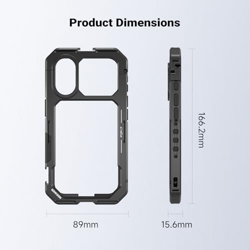 Image of NEEWER Phone Cage Compatible with iPhone 17 Only, Quick Release Video Rig Stabilizer Accessories Kit with 67mm Filter Ring, 17mm Lens Backplate, T Mount Adapter, Camera Control Cap, PA158 (Black)
