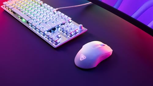 Turtle Beach Pure Air - Souris de Gaming RGB Ergonomique sans Fil Ultra-légère, capteur Optique 26 000 PPP, Batterie 125h, interrupteurs optiques Titan, Bluetooth, éclairage RGB - Blanc
