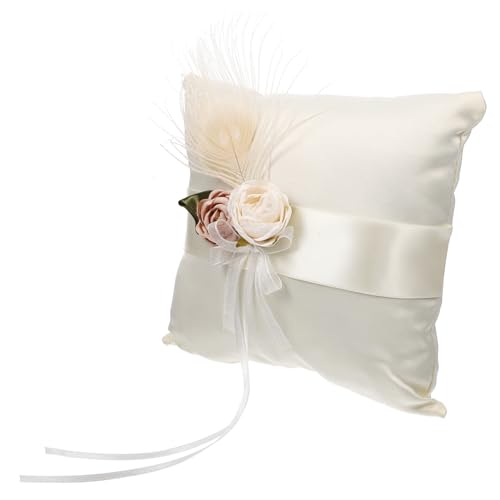CIMAXIC Floral Satin Ring Pillow Wedding Ring Holder Cushion Love Wedding Decorations