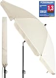 4smile Sonnenschirm Balkon Ø 180cm, Beige - Sonnenschirm Strand mit Hülle - Balkonschirm mit Knickfunktion, UPF 50+ Gartenschirm, Strandschirm windfest stabil SunnyJoy