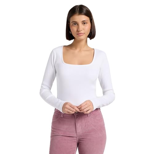 T-shirt Lee femme à manches longues et col carré valorisant la silhouette