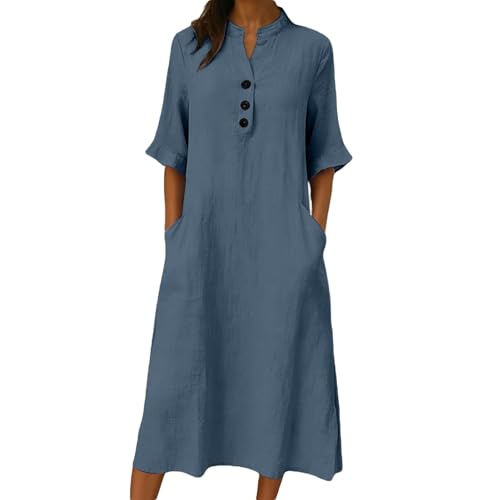 Robe longue femme été tunique de plage col V fluide