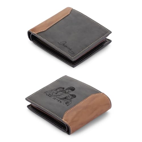 Image of Fathers Day Wallet Gift for Dad,Personalized Custom Photo & Name Wallets for Men Husband,Customized Leather Picture Wallet for Father's Day,Valentine's Day (Style 3)