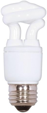 (Pack of 6) Satco S7263, 5-Watt Medium Base T2 Mini Spiral, 5000K, 120V, Equivalent to 30-Watt Incandescent Lamp for Enclosed Fixtures, Compact Fluorescent Bulb