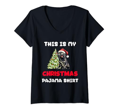 This Is My Christmas Cat Pajama Funny Xmas Light Boys Kids Camiseta Cuello V