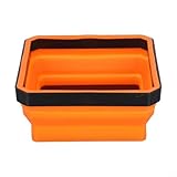 Faltbare Silikonschale mit Magnet für Schrauben und Kleinteile in Profiwerkstätten (orange)