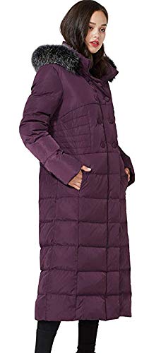 Molodo Women's Long Down Coat with Fur Hood Maxi Down Parka Puffer Jacket3