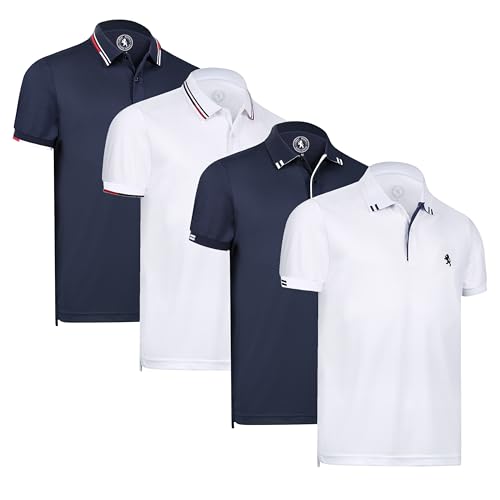 Albert Morris Mens Short Sleeve Polo Shirts Regular Fit Moisture Wicking Performance Polyester 4-Pack product thumbnail 15