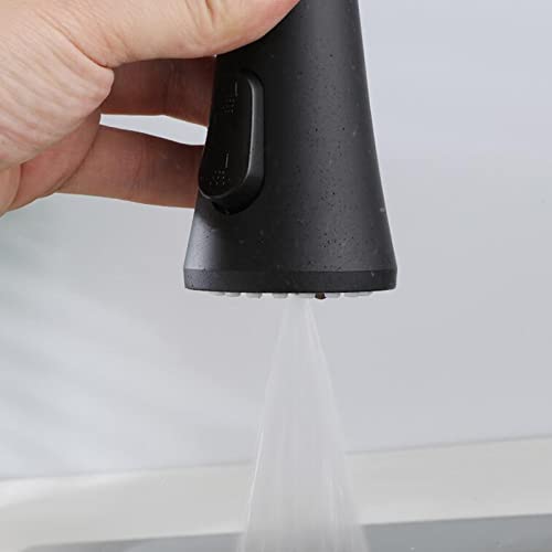 Grifo de cocina de 3 vías con rociador extraíble y caño giratorio de latón negro 4