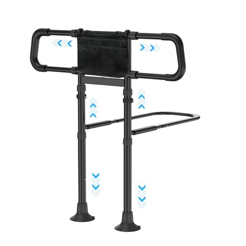 Lesamediio Bed Rails for Elderly Adults Safety - 2026 Upgraded & ASTM Compliant Adjustable Bedside Assist Rail, Motion Sensor Night Light, 400LB Support Bed Cane, Fits King, Queen, Full & Twin Beds