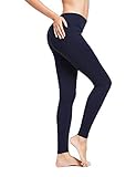 BALEAF Women's Ankle Legging Athletic Yoga Hiking Workout Running Pants Inner Pocket Non See-Through Dark Navy Size M