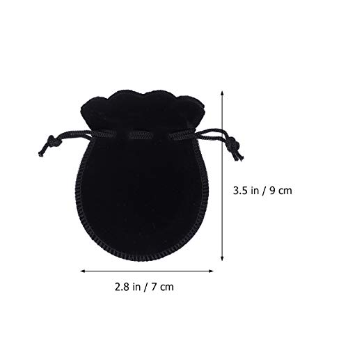 Toyvian Gift Bags Velvet Bags Drawstring Jewelry Pouches Calabash Candy Pouches Party Favors For Wedding Shower Birthday - 7X9Cm 10 Pcs (Black) #TOP3