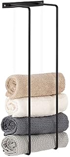 Navaris Black Towel Rail - 42x14x11cm Wall Mounted 2-Rail Towel Rack - Double Rail Towel Drying Rack - Metal Holder for Towels in Bathroom or Kitchen