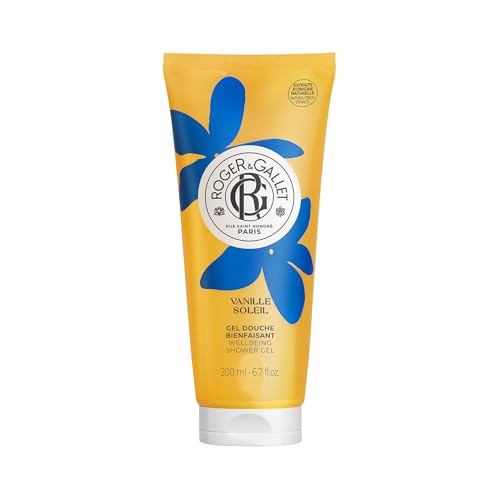 Roger&Gallet - Gel Douche Parfumé Vanille Soleil - Notes de Vanille, Jasmin, Ylang-Ylang, Fève Tonka - Enrichi en aloe vera - Mousse onctueuse et hydratante...