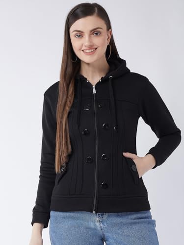 Image of Pivl Casual Solid Full Sleeves Stylish Women Fleece Jacket with Zipper Hoodie II Hooded Neck II Winter Wear