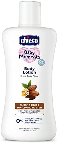 Chicco Baby Moments Body Lotion 200ml | Almond Milk & Murumuru Butter | Quick Absorb Formula with Natural Ingredients for Ultra Soft Skin | Dermatologically Tested | Parabens & Phenoxyethanol Free