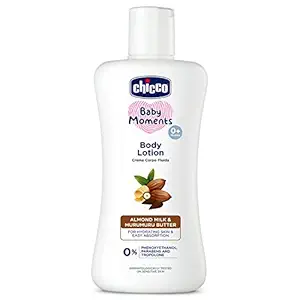 Chicco Baby Moments Body Lotion for Babies,200 Milliliters|Almond Milk & Murumuru Butter|Quick Absorb Formula with Natural Ingredients|Dermatologically Tested|Parabens & Phenoxyethanol Free-1 Count