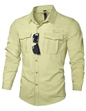 Haimont Mens UV Protection Shirts Long Sleeve Hiking Fishing UPF 50+ Quick Dry Camping Travel Shirts Light Khaki XL