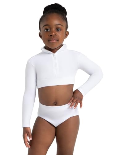 Sous-pull col roulé blanc fille Capezio en maille extensible manches longues