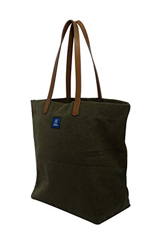 Image of AQVA Cotton Thick Canvas Tote Bag for Women (17.5 inchx13 inchx6 inch) | Trendy Stylish Multipurpose Handbag with Inside Pockets and Zipper | Shoulder Bag for Shopping, Beach, Travel and Work