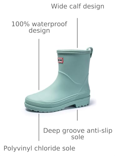 Image of Nutropa Mid Calf Rain Boots for Women, Anti-Slip Outdoor Work Rain Shoes