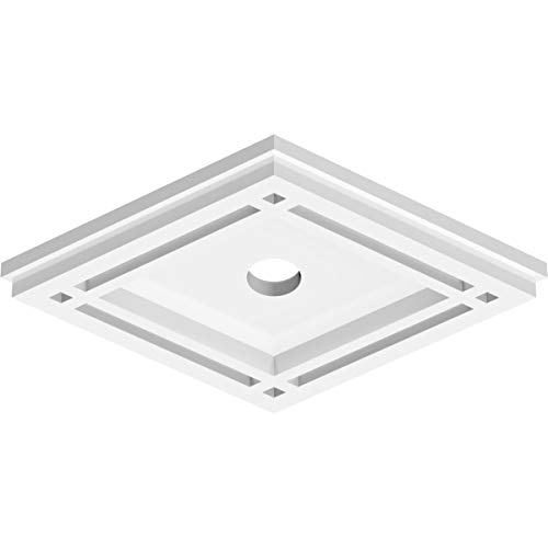 Image of Ekena Millwork CMP10X6DD-01000 Diamond Architectural Grade PVC Contemporary Urethane Ceiling Medallions 10 inchW x 6 5 /8 inchH x 1 inchID x 3 1 /2 inchC x 1 inchP