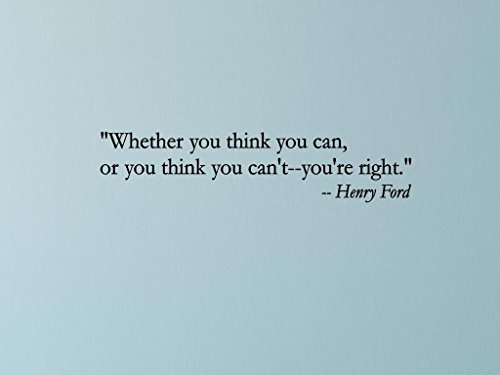 Vinylsay 0951.Whether-M.Black -44x10 Whether You Think You Can, or You Think You Can't You're Right Wall Decal, 44" x 10", Matte Black