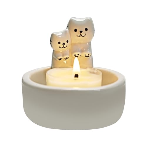Divertido Portavelas De Gato Lindo Portavelas De Te para Gatito Candelabro con Patas Calentador De Gato Animados Portavelas De Gato Adornos Decorativos Portavelas De Regalo para Amantes De Los Gatos