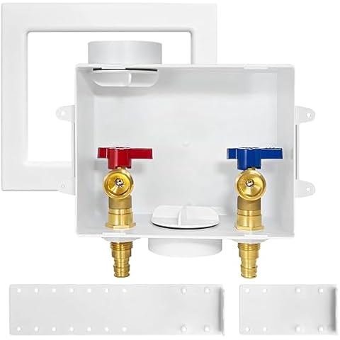 HeSun Washing Machine Outlet Box,Pex A Expansion Washer Box with Drain, 1/2 Inch PEX-A Inlet x 3/4 Inch MHT Outlet Connection,ASTM F1960 Cover