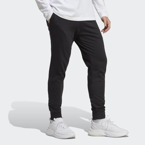 adidas Mens Essentials Single Jersey Tapered Cuff Joggers Casual - Blue4