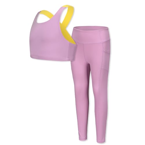 Girls Yoga Leggings Girls Athletic Leggings Training Bras Set Kids Gym Crop Tank Top Activewear Set for 5-13Years