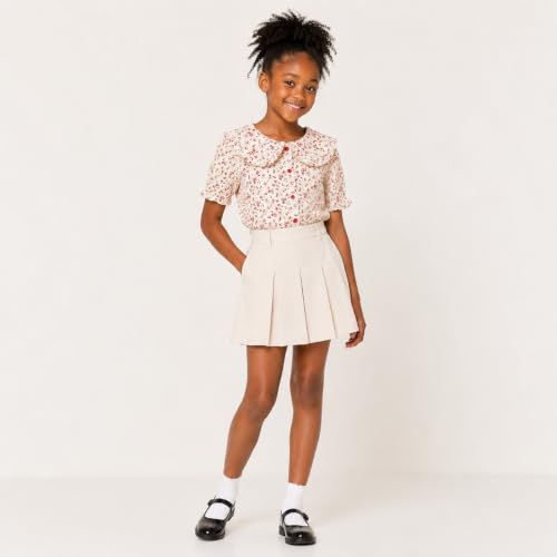 Image of Mud Kingdom Little Girls Peter Pan Collar Blouse Cotton Short Sleeve Button Up