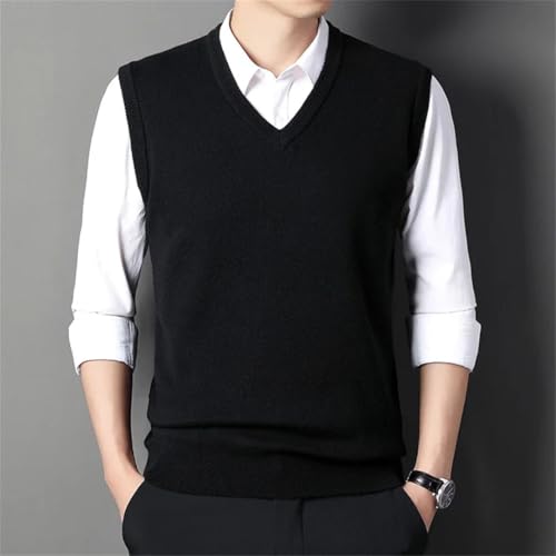 Men’S Solid Color V-Neck Sweater Vest Casual Fashion Warm Lightweight Cotton Blend Knitted Sleeveless Top4
