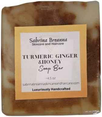 Turmeric Ginger and Honey Soap Bar, Helps Brighten/Fade Dark Marks, Natural and Handmade, for Body and Face, Help Reduce Acne,