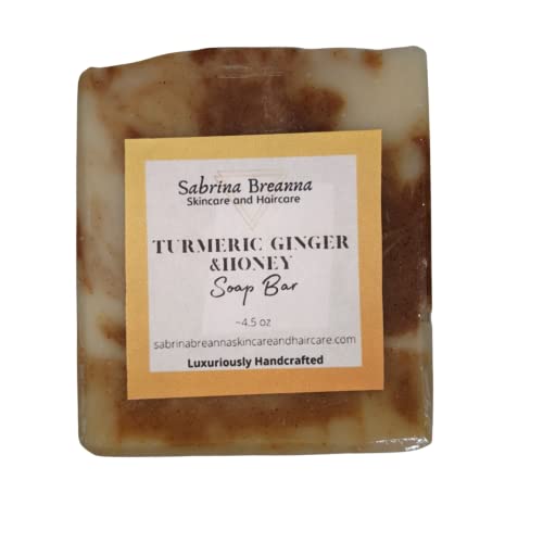 Turmeric Ginger And Honey Soap Bar, Helps Brighten/Fade Dark Marks, Natural And Handmade, For Body And Face, Help Reduce Acne, #TOP11