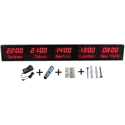 World Time Zones Clock, Large Digital Led World Clock, Multiple Time Zones Clock, 5 Cities World Time Wall Clock, City Name Time Can Be Modified, Hotels/Airports, Multinational Enterprises Venues