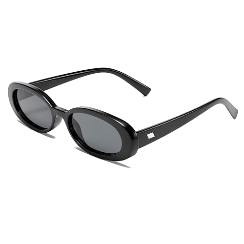 Retro Oval Sunglasses for Women and Men 90s Style with Small Face Narrow Round Shades