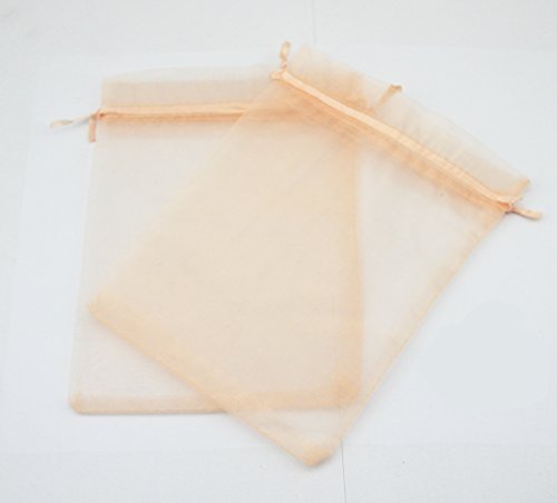AEAOA 4x6 Inch Organza Bags Drawstring Wedding Favor Bags Organza Gift Pouches Bags for Wedding Jewelry Party (100 Pieces, Peach)