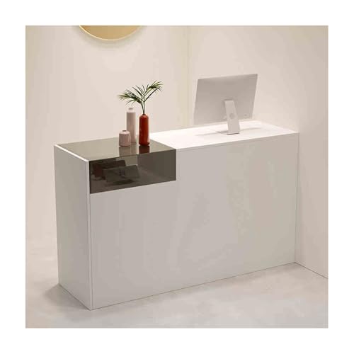 Moderno escritorio de recepción blanco y gris para hoteles, tiendas de ropa, hogar y tiendas, muebles de oficina al por menor de 100 cm