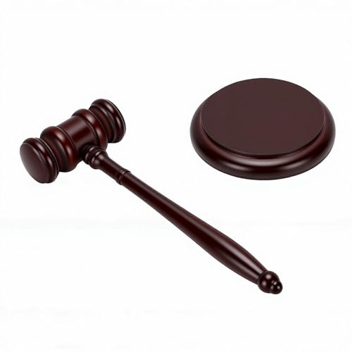 Martillo profesional de madera para juzgado con base miniatura 1