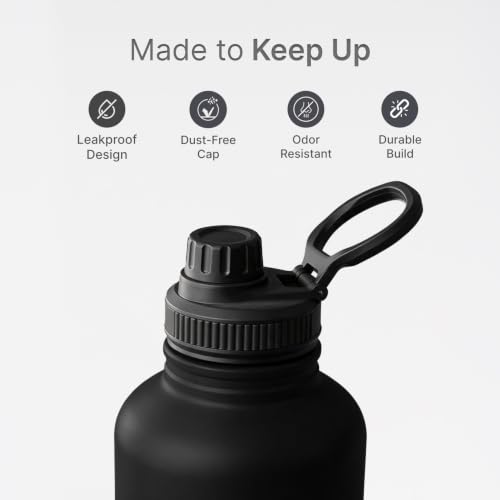 Image of CULT Stainless Steel Water Bottle 2 Litre with Sports Cap | Leakproof Gym Flask for Office, Travel & Workout | Durable Large Capacity Metal Hydration Jug (Black)