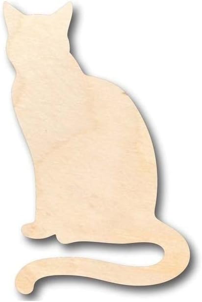 Unfinished Wood Sitting Cat Shape Animal Pet Craft up to 46" DIY 16" / 3/4"