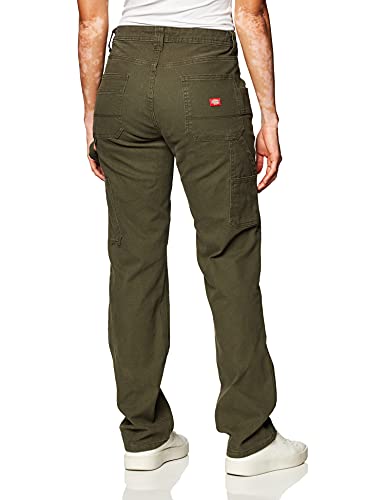 Dickies Women's Stretch Duck Double Front Carpenter Pant Pants, Rinsed Moss Green, 4 - image 3